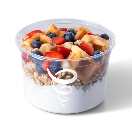Greek Yogurt Strawberry Blueberry Waffle Bowl